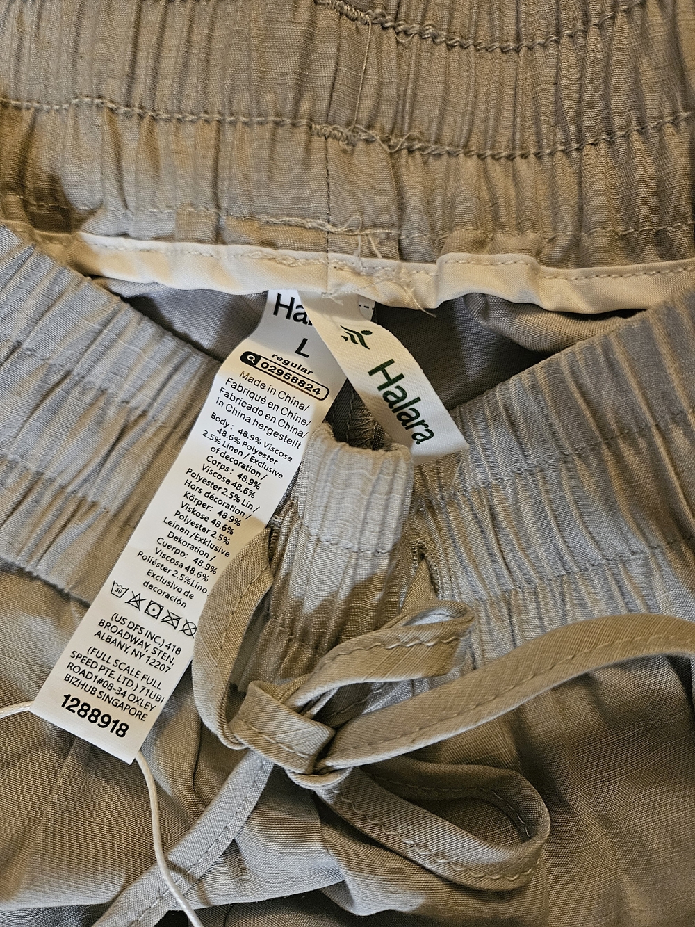 HALARA Sage Green Wide Leg Linen Drawstring Pants - Picture 5 of 5